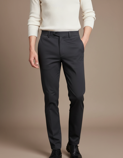 Pantalon Chino Homme Noir Slim Élastique Cheville Décontracté - Gabardine