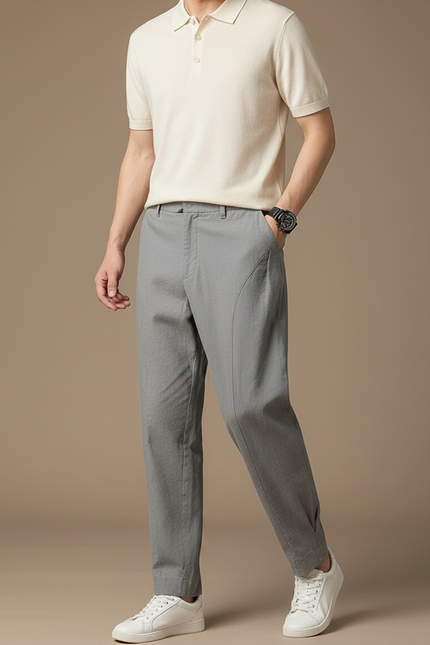 Pantalon Chino Ample - Gris Lin
