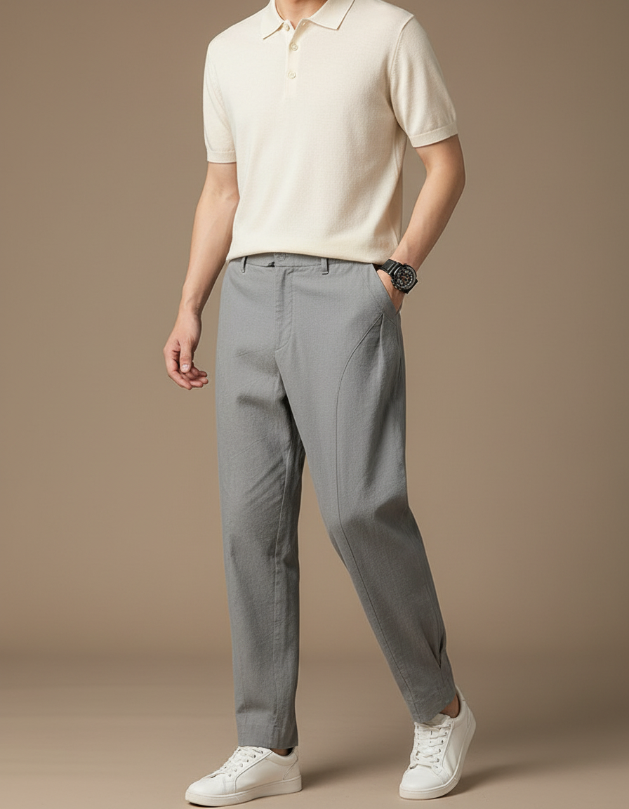 Pantalon Chino Ample - Gris Lin