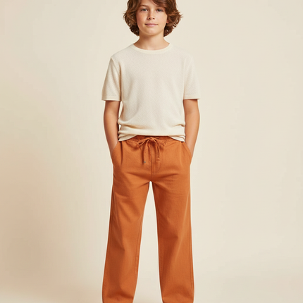 Pantalon Chino Lin Ample Orange Enfant Décontracté