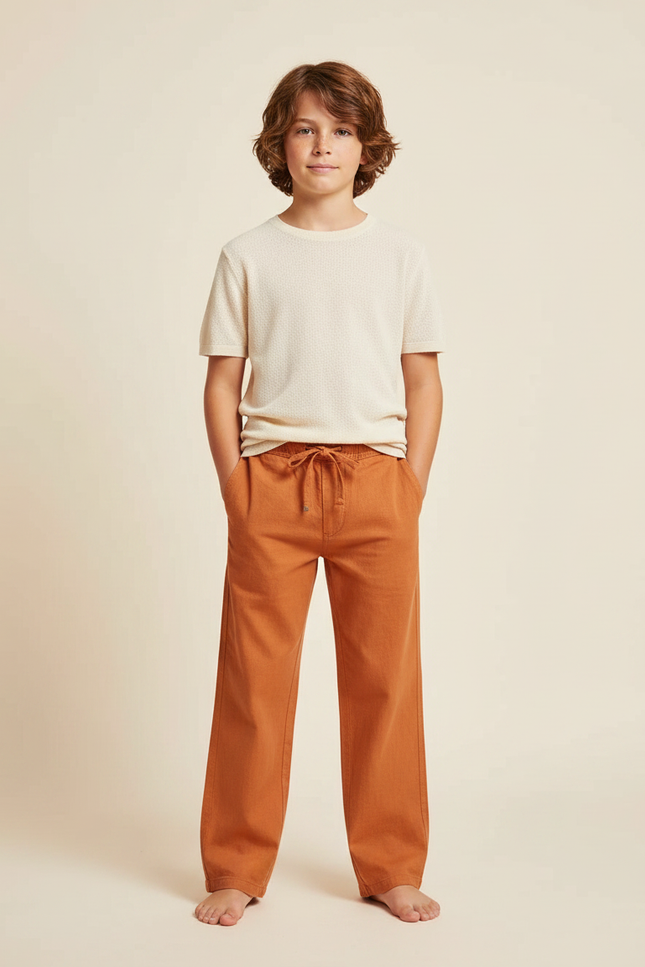 Pantalon Chino Lin Ample Orange Enfant Décontracté