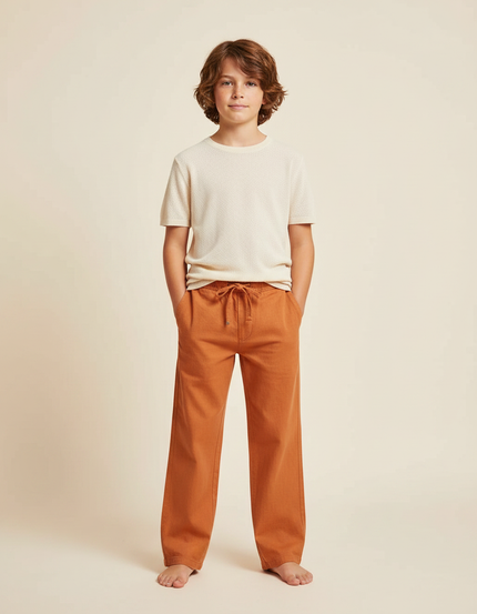 Pantalon Chino Lin Ample Orange Enfant Décontracté
