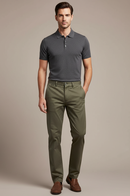 Pantalon Chino Vert Kaki - Gabardine
