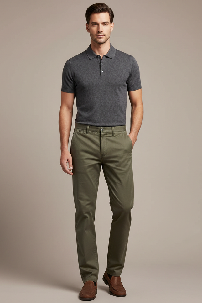 Pantalon Chino Vert Kaki - Gabardine