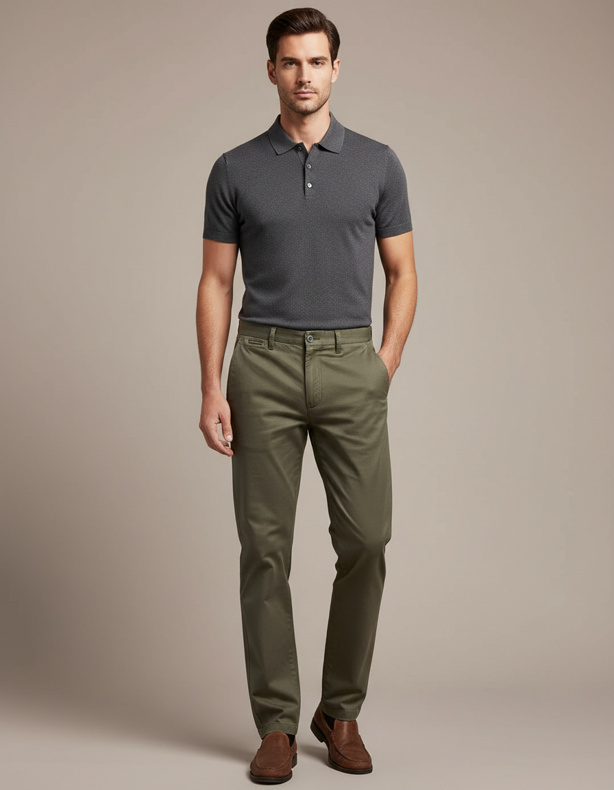 Pantalon Chino Vert Kaki - Gabardine