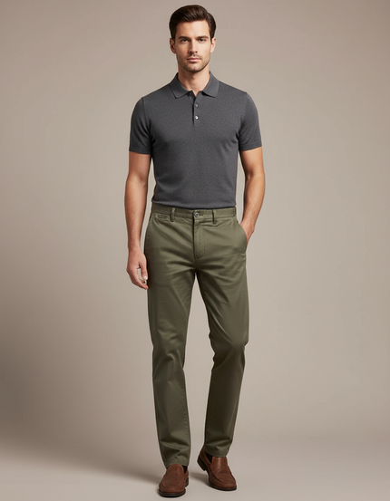 Pantalon Chino Vert Kaki - Gabardine
