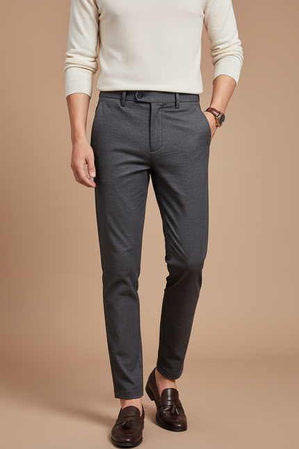 Pantalon Chino Gris Slim Élégant Business Homme - Laine