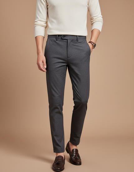 Pantalon Chino Gris Slim Élégant Business Homme - Laine