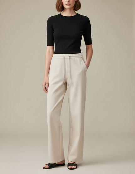 Pantalon Chino Beige Ample Confortable Décontracté Femme - Molleton