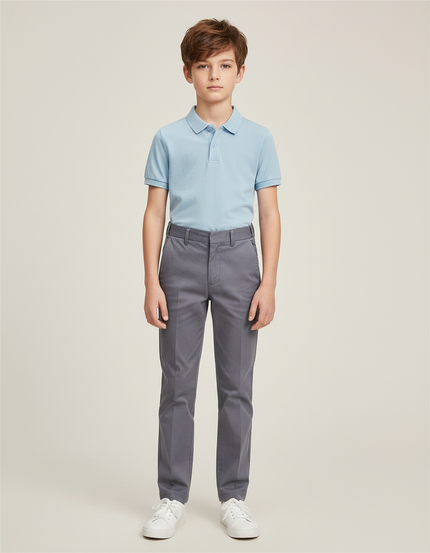 Pantalon Chino Gris Garçon Droit Coton Élégant
