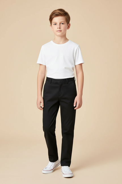Pantalon Chino Noir Coupe Droite Casual Enfant - Coton