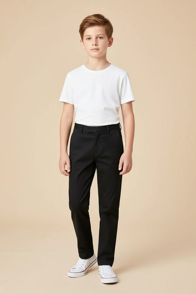Pantalon Chino Noir Coupe Droite Casual Enfant - Coton