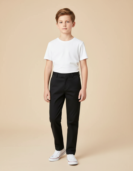 Pantalon Chino Noir Coupe Droite Casual Enfant - Coton