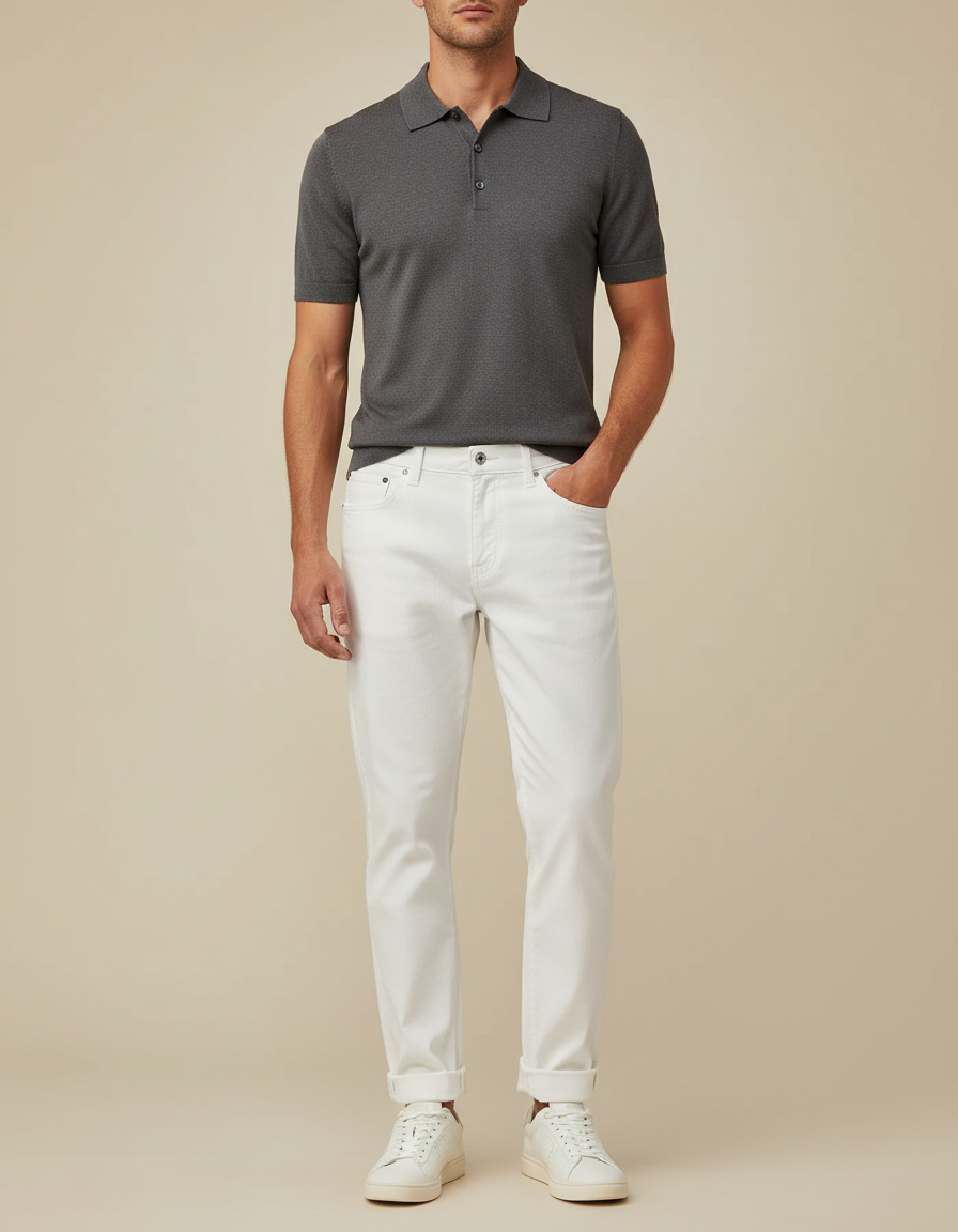 Pantalon Chino Blanc Coton Droit Homme Décontracté