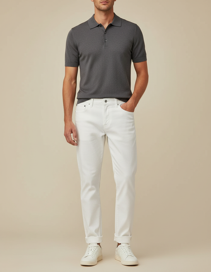 Pantalon Chino Blanc Coton Droit Homme Décontracté