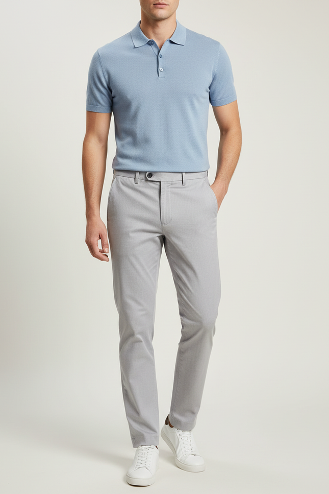 Pantalon Chino Gris Clair Slim Élastique Confortable Homme - Coton