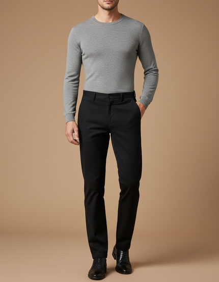 Pantalon Chino Noir Slim Coton Élégant Business Homme