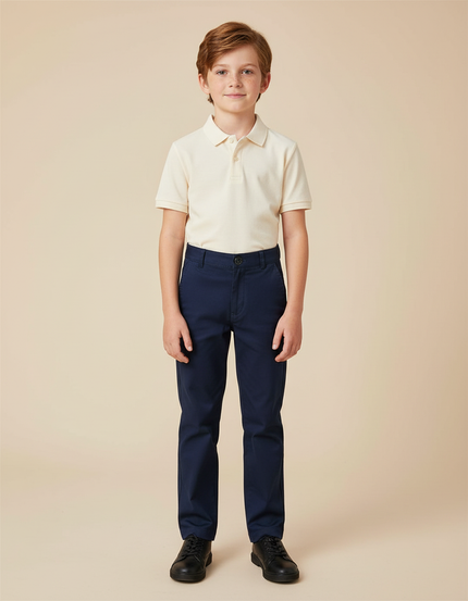 Pantalon Chino Marine Coton Droit Élégant Garçon