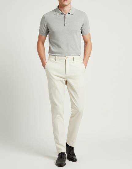 Pantalon Chino Beige Clair Texturé Coupe Slim Homme - Coton