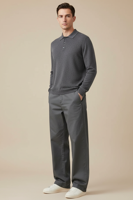 Pantalon Homme Chino Large - Gris Gabardine