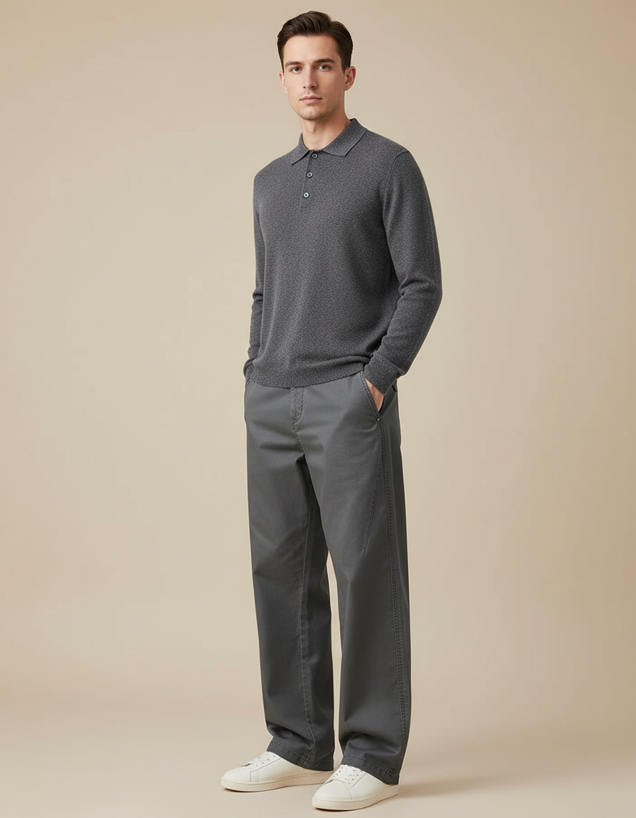 Pantalon Homme Chino Large - Gris Gabardine