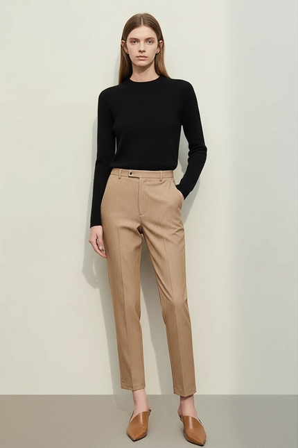 Pantalon Chino Cropped - Camel Gabardine