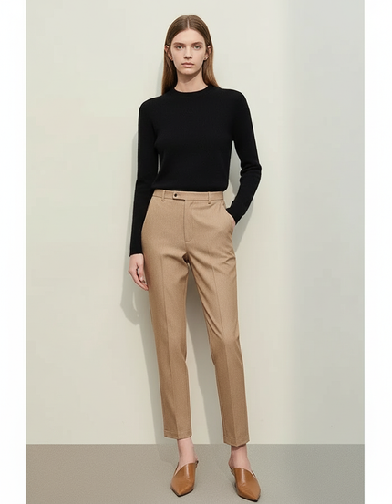 Pantalon Chino Cropped - Camel Gabardine
