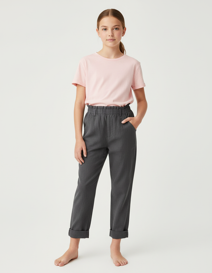 Pantalon Chino Gris Coton Ample Enfant Décontracté