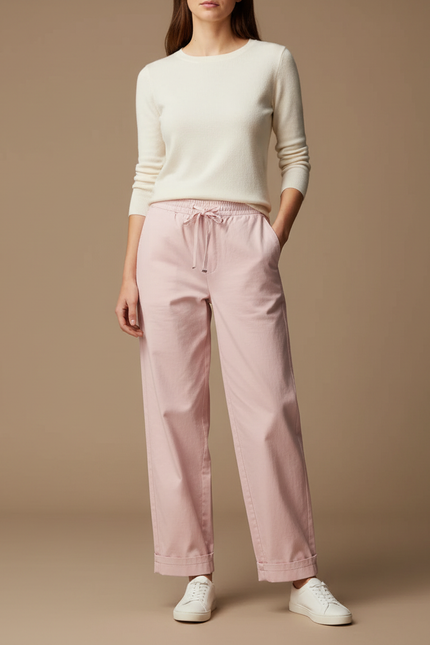 Pantalon Chino Rose Femme - Toile
