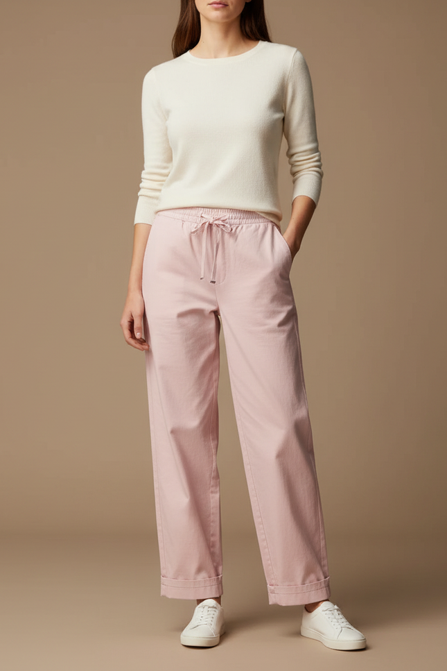 Pantalon Chino Rose Femme - Toile