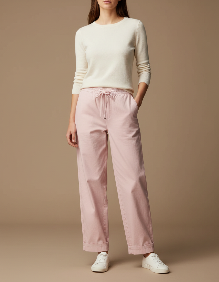 Pantalon Chino Rose Femme - Toile