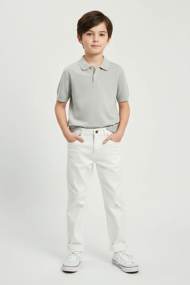 Pantalon Chino Blanc Coton Droit Garçon Élégant