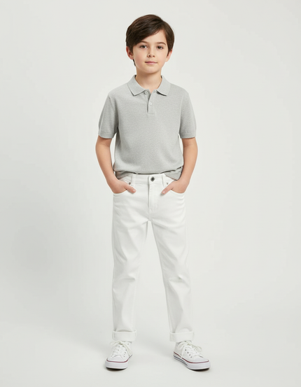 Pantalon Chino Blanc Coton Droit Garçon Élégant