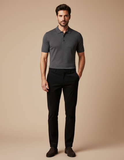 Pantalon Chino Noir Côtelé Droit Élégant Homme - Cordé