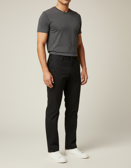 Pantalon Chino Homme Noir Coton Coupe Droite Décontracté