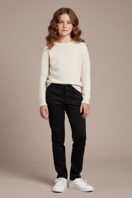 Pantalon Chino Noir Coton Slim Enfant Uni