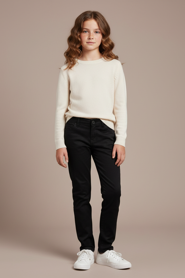 Pantalon Chino Noir Coton Slim Enfant Uni