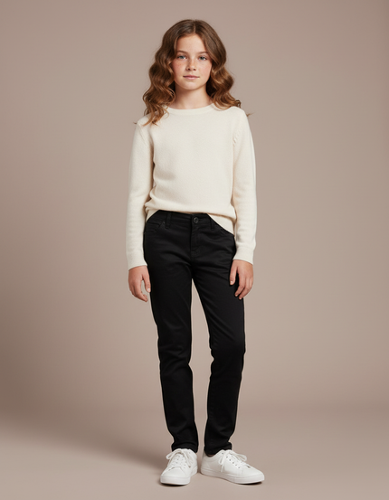 Pantalon Chino Noir Coton Slim Enfant Uni