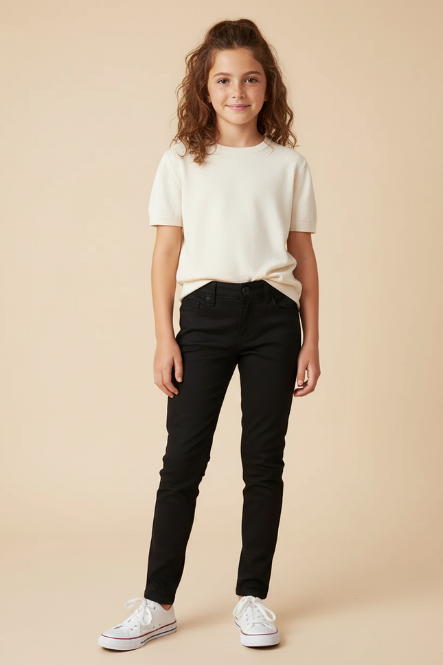 Pantalon Chino Noir Slim Coton Enfant Décontracté