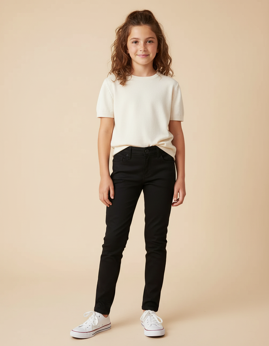 Pantalon Chino Noir Slim Coton Enfant Décontracté