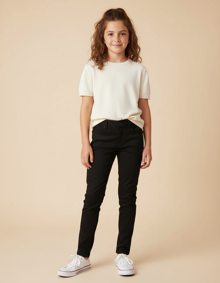 Pantalon Chino Noir Slim Coton Enfant Décontracté