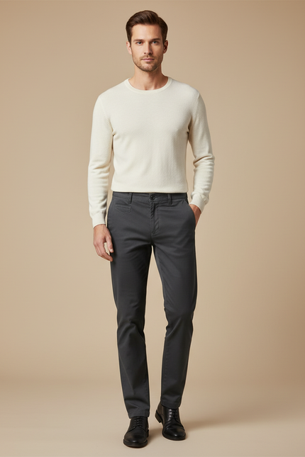 Pantalon Chino Gris Anthracite Slim Coton Élégant Homme