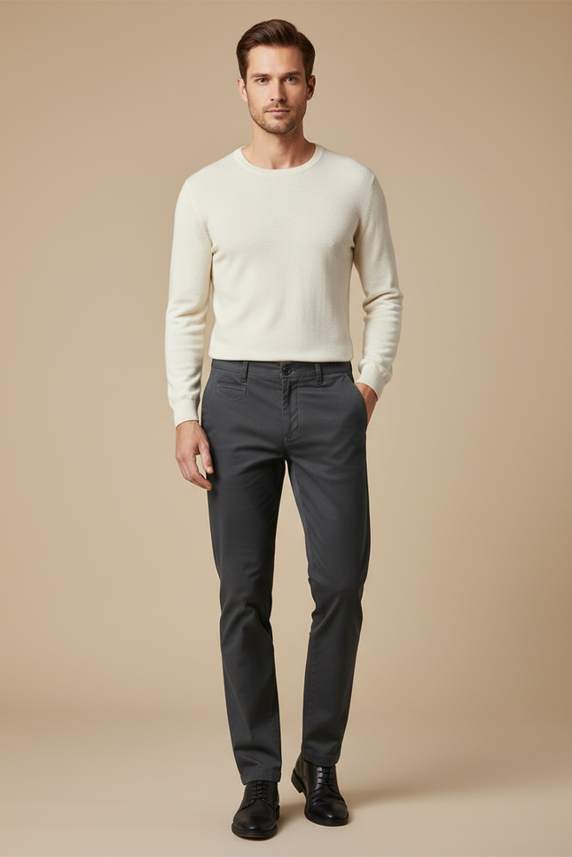 Pantalon Chino Gris Anthracite Slim Coton Élégant Homme