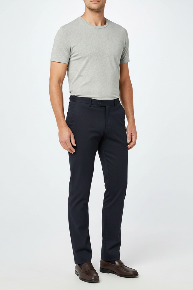 Pantalon Chino Slim Homme Bleu Marine - Gabardine