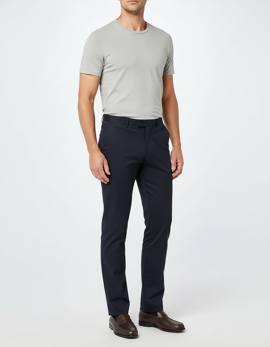 Pantalon Chino Slim Homme Bleu Marine - Gabardine