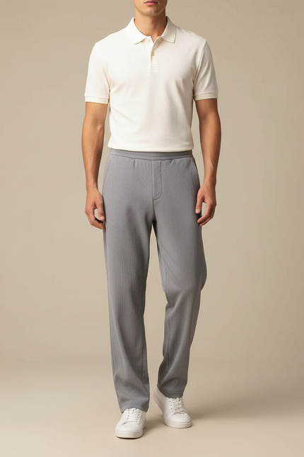 Pantalon Chino Gris Droit Décontracté Homme Coton - Maille