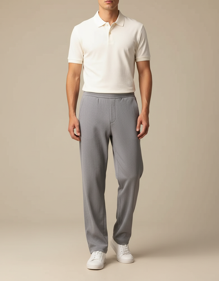 Pantalon Chino Gris Droit Décontracté Homme Coton - Maille