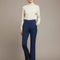 Pantalon Chino Bleu Marine Évasé Doublure Polaire Femme - Polyester