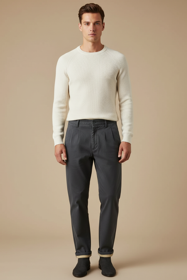 Pantalon Chino Hiver - Gris Gabardine