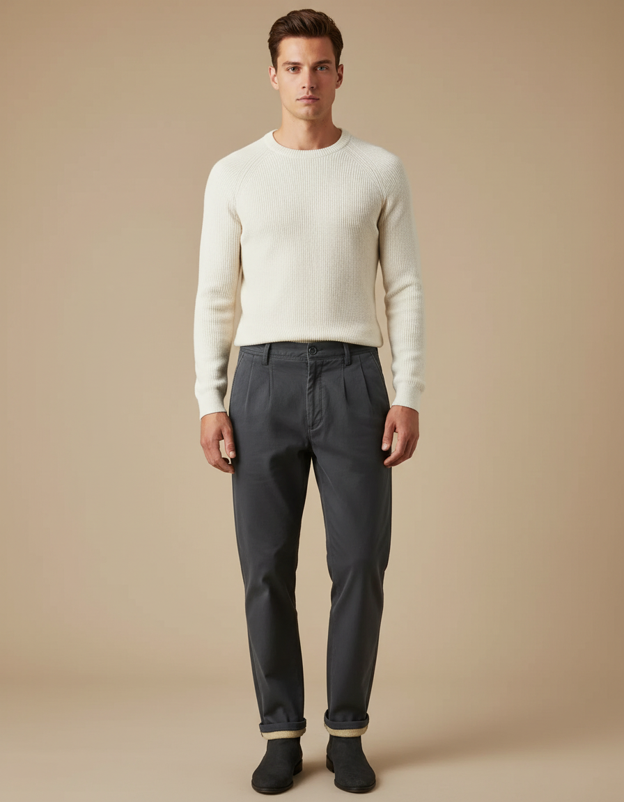 Pantalon Chino Hiver - Gris Gabardine